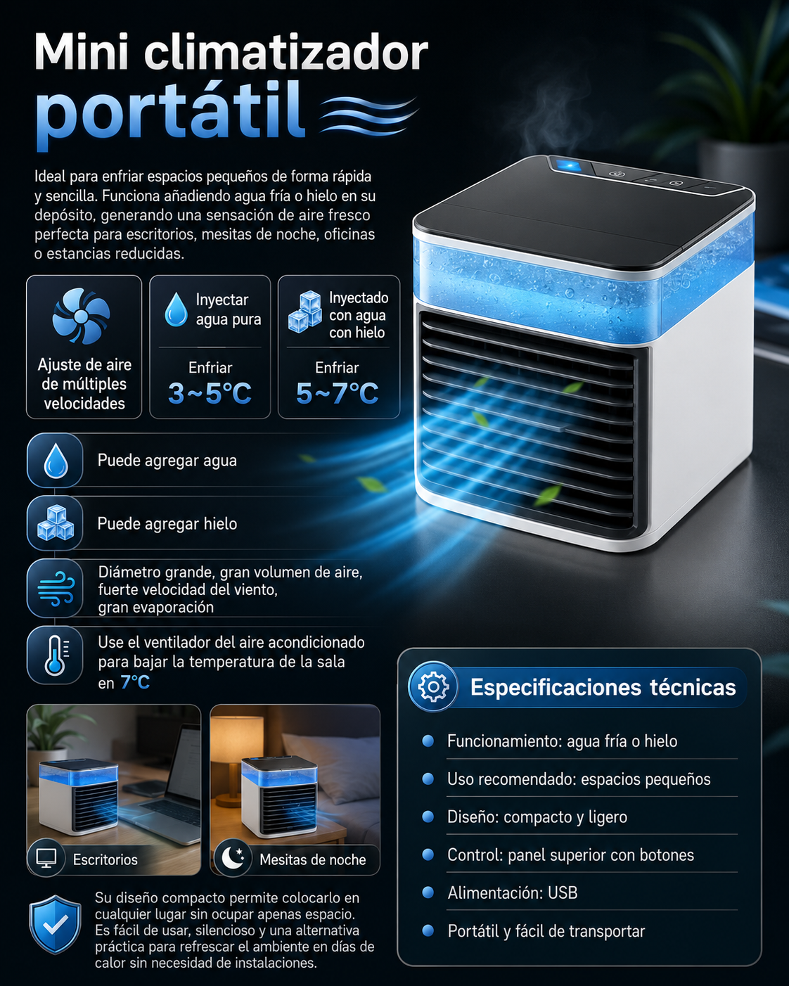 Mini Climatizador Portátil
