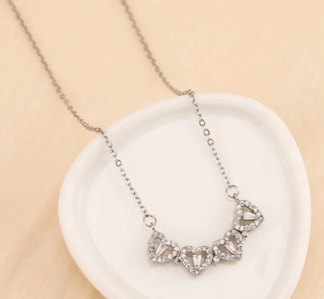 Collar Trébol 4 Corazones acero inoxidable