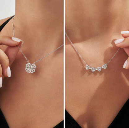 Collar Trébol 4 Corazones acero inoxidable